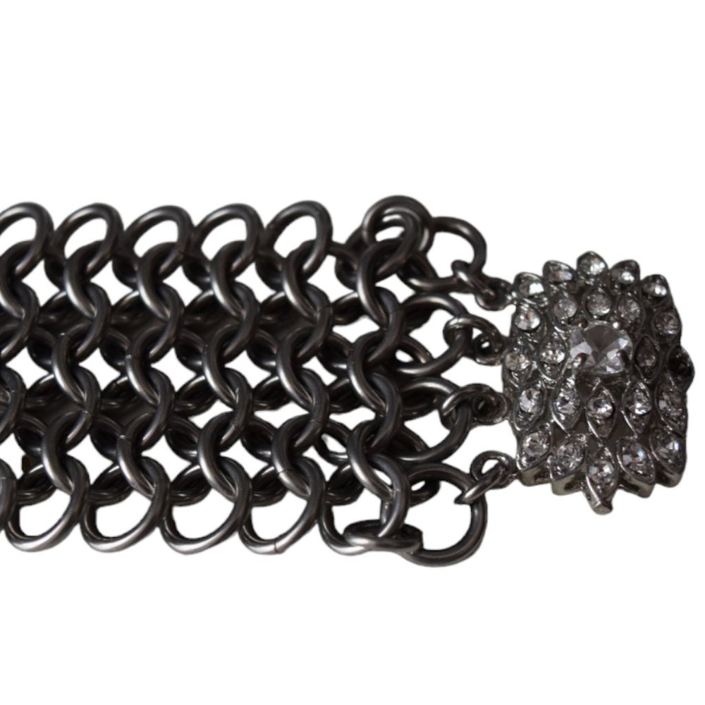Wide Handcrafted European Chainmaille Weave Statement Bracelet.